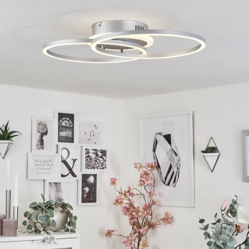 hofstein Plafonnier Lithgow LED Argenté, 2 lumières, Télécommandes, Changeur de couleurs