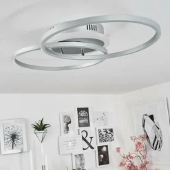 hofstein Plafonnier Lithgow LED Argenté, 2 lumières, Télécommandes, Changeur de couleurs