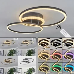 hofstein Plafonnier Lithgow LED Noir, 2 lumières, Télécommandes, Changeur de couleurs