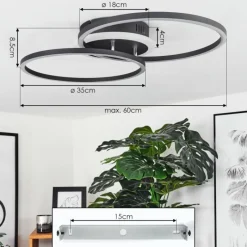 hofstein Plafonnier Lithgow LED Noir, 2 lumières, Télécommandes, Changeur de couleurs