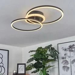 hofstein Plafonnier Lithgow LED Noir, 2 lumières, Télécommandes, Changeur de couleurs