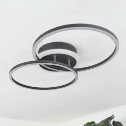 hofstein Plafonnier Lithgow LED Noir, 2 lumières, Télécommandes, Changeur de couleurs