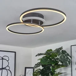 hofstein Plafonnier Lithgow LED Noir, 2 lumières, Télécommandes, Changeur de couleurs