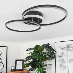 hofstein Plafonnier Lithgow LED Noir, 2 lumières, Télécommandes, Changeur de couleurs