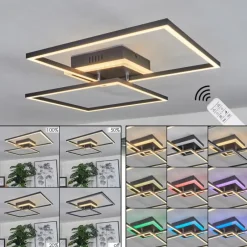 hofstein Plafonnier Lithgow LED Noir, 2 lumières, Télécommandes, Changeur de couleurs