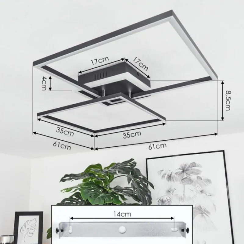 hofstein Plafonnier Lithgow LED Noir, 2 lumières, Télécommandes, Changeur de couleurs