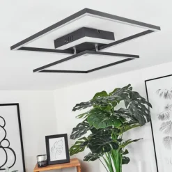 hofstein Plafonnier Lithgow LED Noir, 2 lumières, Télécommandes, Changeur de couleurs