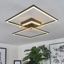 hofstein Plafonnier Lithgow LED Noir, 2 lumières, Télécommandes, Changeur de couleurs