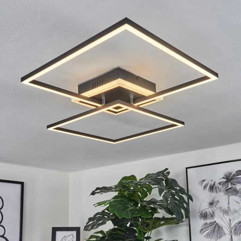hofstein Plafonnier Lithgow LED Noir, 2 lumières, Télécommandes, Changeur de couleurs