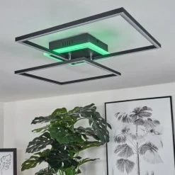 hofstein Plafonnier Lithgow LED Noir, 2 lumières, Télécommandes, Changeur de couleurs