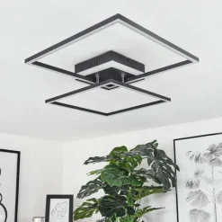 hofstein Plafonnier Lithgow LED Noir, 2 lumières, Télécommandes, Changeur de couleurs