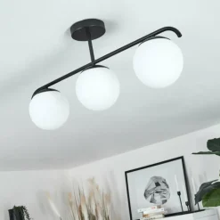 hofstein Plafonnier Litoral Noir, 3 lumières