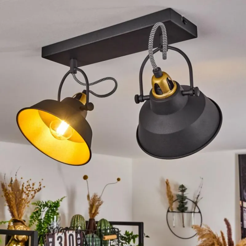 Lampes Dorées-hofstein Plafonnier Llanage Noir, Blanc, 2 lumières