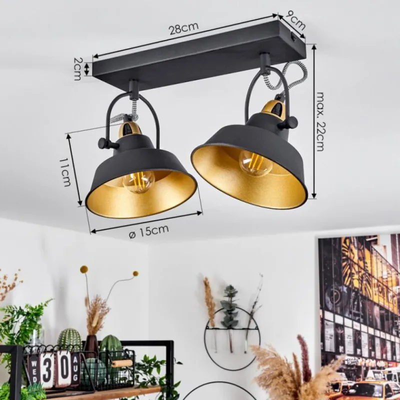 Lampes Dorées-hofstein Plafonnier Llanage Noir, Blanc, 2 lumières