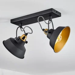 Lampes Dorées-hofstein Plafonnier Llanage Noir, Blanc, 2 lumières