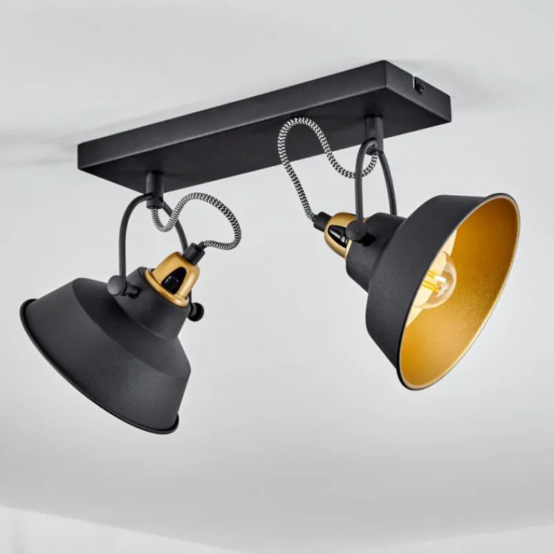 Lampes Dorées-hofstein Plafonnier Llanage Noir, Blanc, 2 lumières