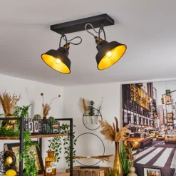 Lampes Dorées-hofstein Plafonnier Llanage Noir, Blanc, 2 lumières