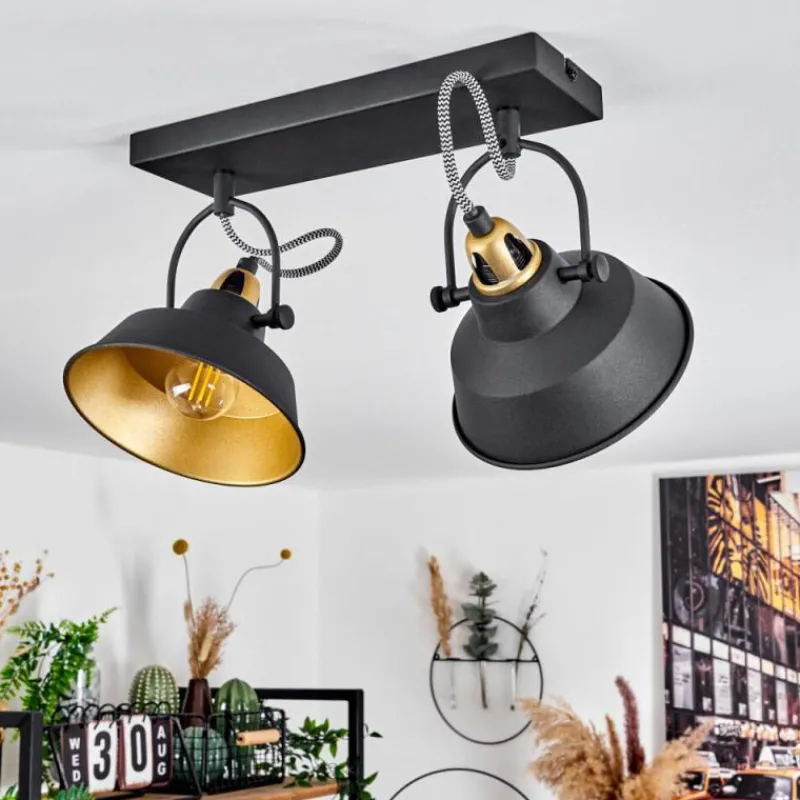 Lampes Dorées-hofstein Plafonnier Llanage Noir, Blanc, 2 lumières