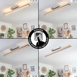 Lampes En Bois-hofstein Plafonnier Llevallol LED Écru, Nickel mat, 1 lumière