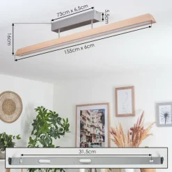 Lampes En Bois-hofstein Plafonnier Llevallol LED Écru, Nickel mat, 1 lumière