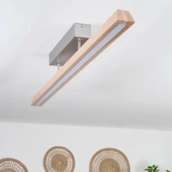 Lampes En Bois-hofstein Plafonnier Llevallol LED Écru, Nickel mat, 1 lumière