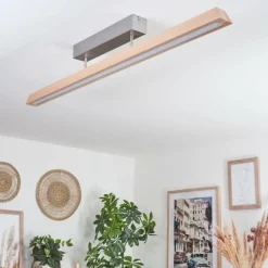 Lampes En Bois-hofstein Plafonnier Llevallol LED Écru, Nickel mat, 1 lumière