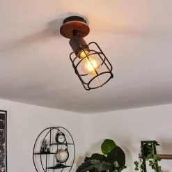 Lampes Vintages & Rétros-hofstein Plafonnier Loedingen Bois foncé, Noir, 1 lumière