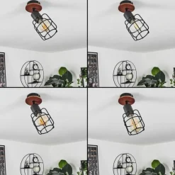 Lampes Vintages & Rétros-hofstein Plafonnier Loedingen Bois foncé, Noir, 1 lumière