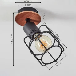 Lampes Vintages & Rétros-hofstein Plafonnier Loedingen Bois foncé, Noir, 1 lumière