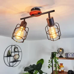 Lampes Vintages & Rétros-hofstein Plafonnier Loedingen Bois foncé, Noir, 2 lumières