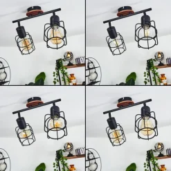 Lampes Vintages & Rétros-hofstein Plafonnier Loedingen Bois foncé, Noir, 2 lumières