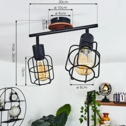Lampes Vintages & Rétros-hofstein Plafonnier Loedingen Bois foncé, Noir, 2 lumières