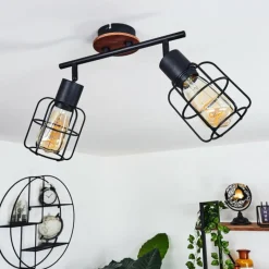 Lampes Vintages & Rétros-hofstein Plafonnier Loedingen Bois foncé, Noir, 2 lumières