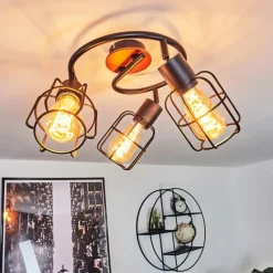 Lampes Vintages & Rétros-hofstein Plafonnier Loedingen Bois foncé, Noir, 3 lumières