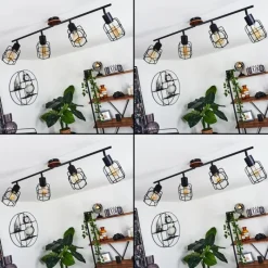 Lampes Vintages & Rétros-hofstein Plafonnier Loedingen Bois foncé, Noir, 4 lumières