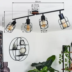 Lampes Vintages & Rétros-hofstein Plafonnier Loedingen Bois foncé, Noir, 4 lumières