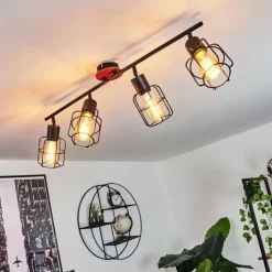 Lampes Vintages & Rétros-hofstein Plafonnier Loedingen Bois foncé, Noir, 4 lumières
