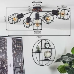 Lampes Vintages & Rétros-hofstein Plafonnier Loedingen Noir, 5 lumières