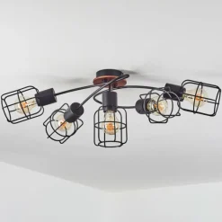 Lampes Vintages & Rétros-hofstein Plafonnier Loedingen Noir, 5 lumières