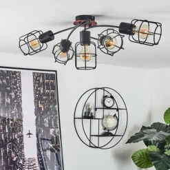 Lampes Vintages & Rétros-hofstein Plafonnier Loedingen Noir, 5 lumières