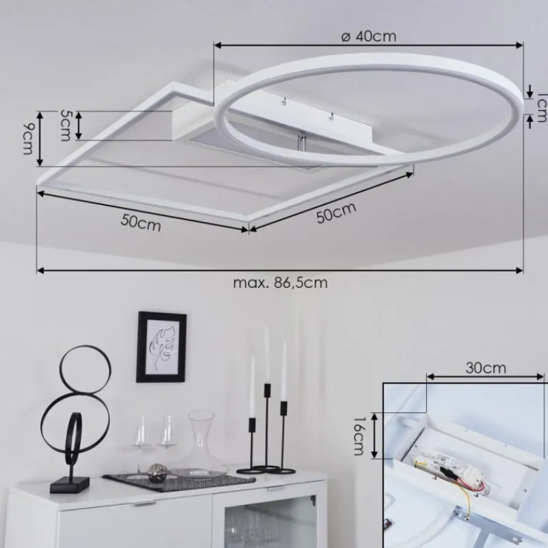 hofstein Plafonnier Loftheim LED Chrome, Blanc, 1 lumière