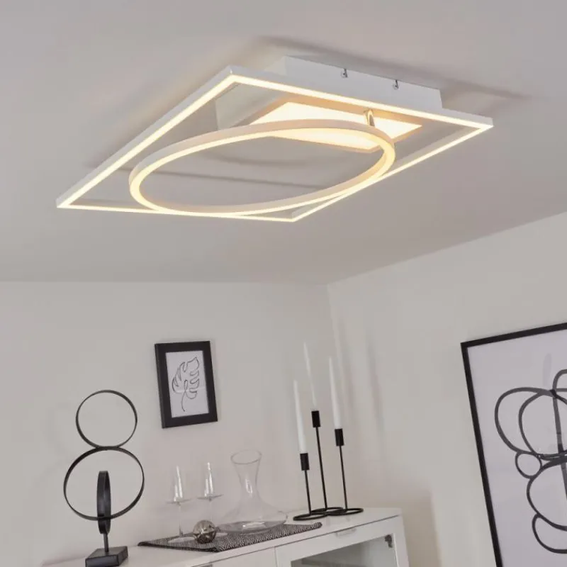 hofstein Plafonnier Loftheim LED Chrome, Blanc, 1 lumière
