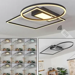 hofstein Plafonnier Loftheim LED Chrome, Noir, Blanc, 1 lumière, Télécommandes* Éclairage Led