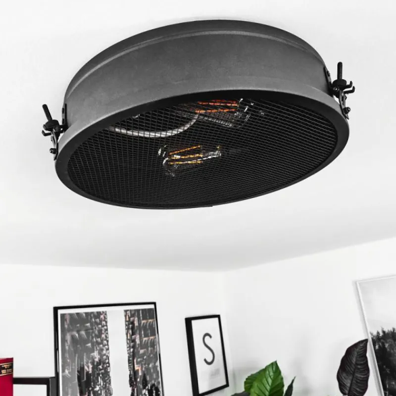 hofstein Plafonnier Lofthus Noir, 2 lumières