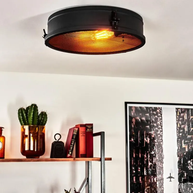 hofstein Plafonnier Lofthus Noir, 2 lumières