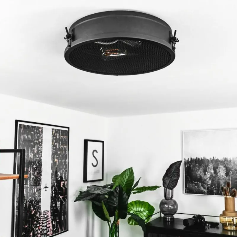 hofstein Plafonnier Lofthus Noir, 2 lumières