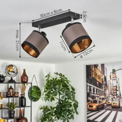 Lampes En Tissu-hofstein Plafonnier Lohobe Chrome, Noir, 2 lumières