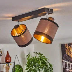 Lampes En Tissu-hofstein Plafonnier Lohobe Chrome, Noir, 2 lumières