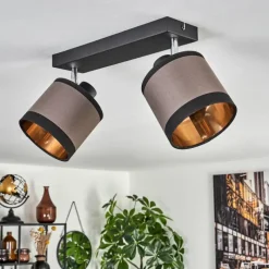 Lampes En Tissu-hofstein Plafonnier Lohobe Chrome, Noir, 2 lumières