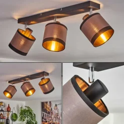 Lampes En Tissu-hofstein Plafonnier Lohobe Chrome, Noir, 3 lumières